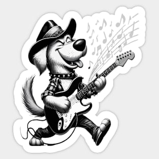 funny dog playing guitar dog love music Sticker